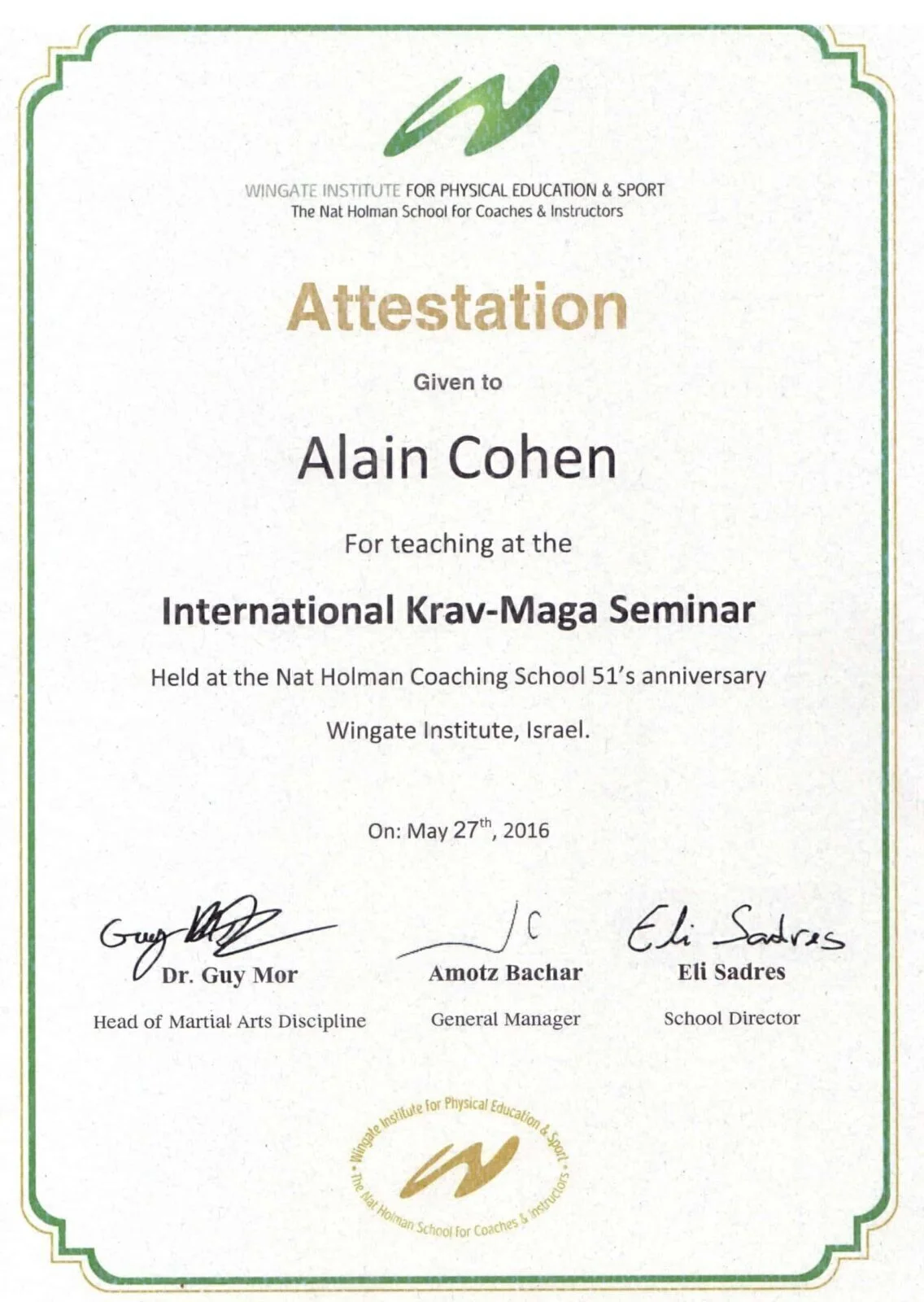 wingate institute attestation seminar
